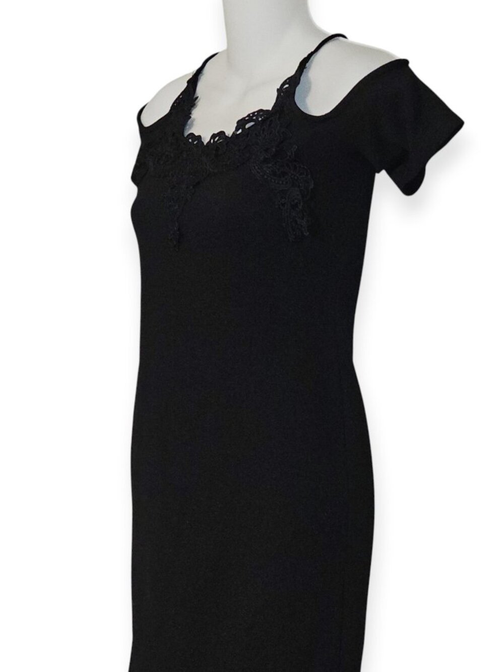 NWT Miss Selfridge Cold Shoulder Mini Dress Women’s Size 4 Black Lace V-Neck - Picture 9 of 13